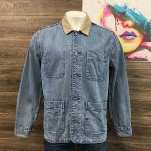 GAP Denim Chore Jacket Light Wash‎ Indigo Utility Workwear Men L